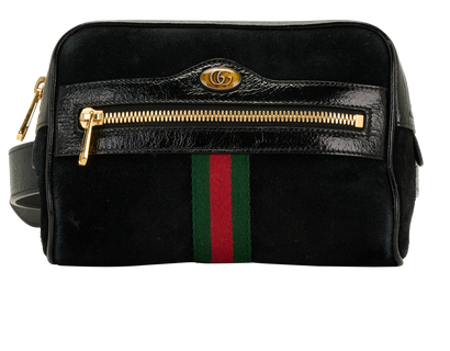 GG Web Belt Bag, &pound;295, Handbags, Black, Suede, Front view